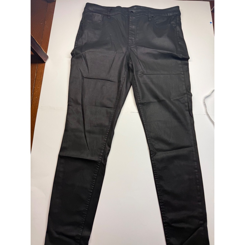White House Black Market The Skinny Coated Jeans Black High Rise Size 12